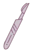 A small pink interface icon of a scalpel