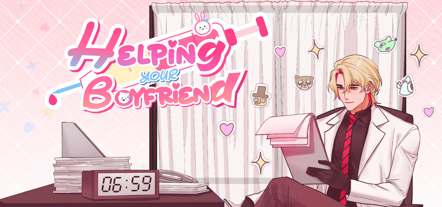 Helping Your Boyfriend title art featuring Adrian in his doctor's coat